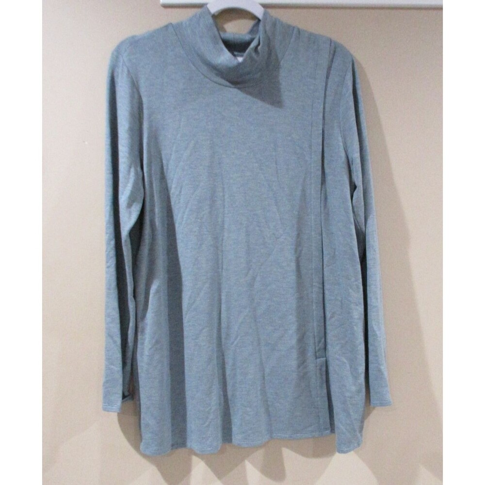 J. Jill Tranquility Fleece Turtleneck Pullover Women M Blue Tunic Stretch Long